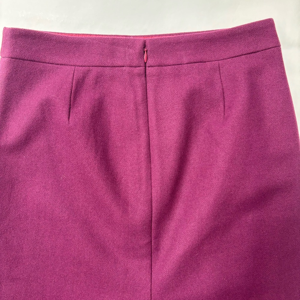 J. Crew Wool Blend The Pencil Skirt Straight Burgundy Wine Red Size 2 - Picture 9 of 17